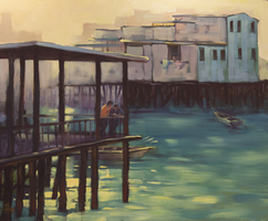 stilt houses (4)   <br/>oil on canvas   <br/>90 cm (w) x 70 cm (h)   <br/>2014